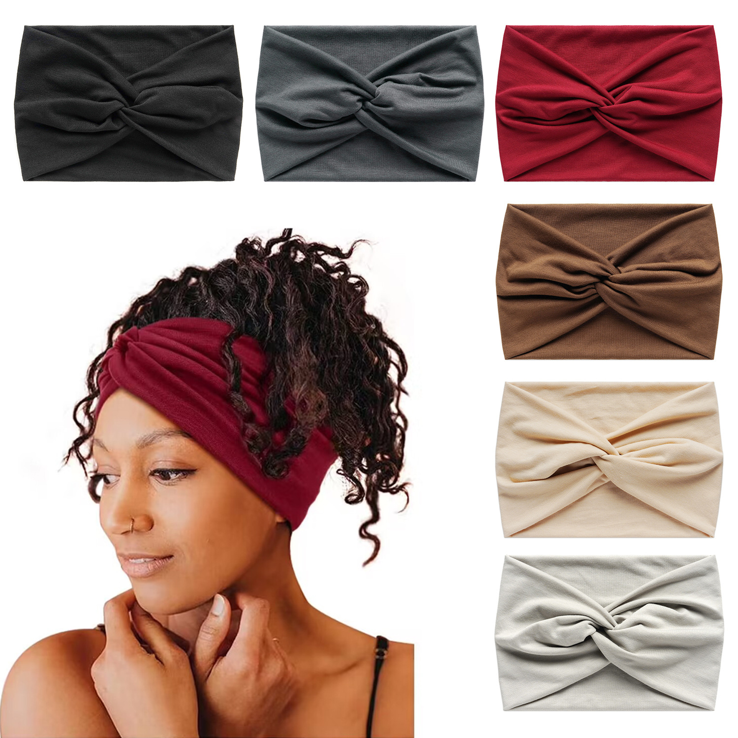 Europe and the United States 18cm solid color wide version cross elastic sports yoga hair band ladies anti-sweat absorbent headband hair accessories wholesale