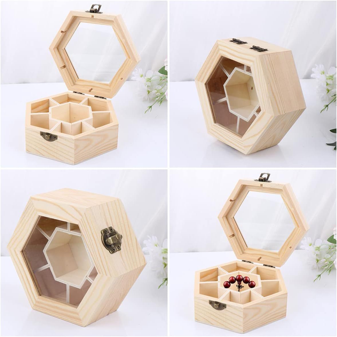 Spot Hexagon Packaging Box Jewelry Finishing Storage Box Jewelry Desktop Finishing Storage Box Immortal Flower and Wood Box