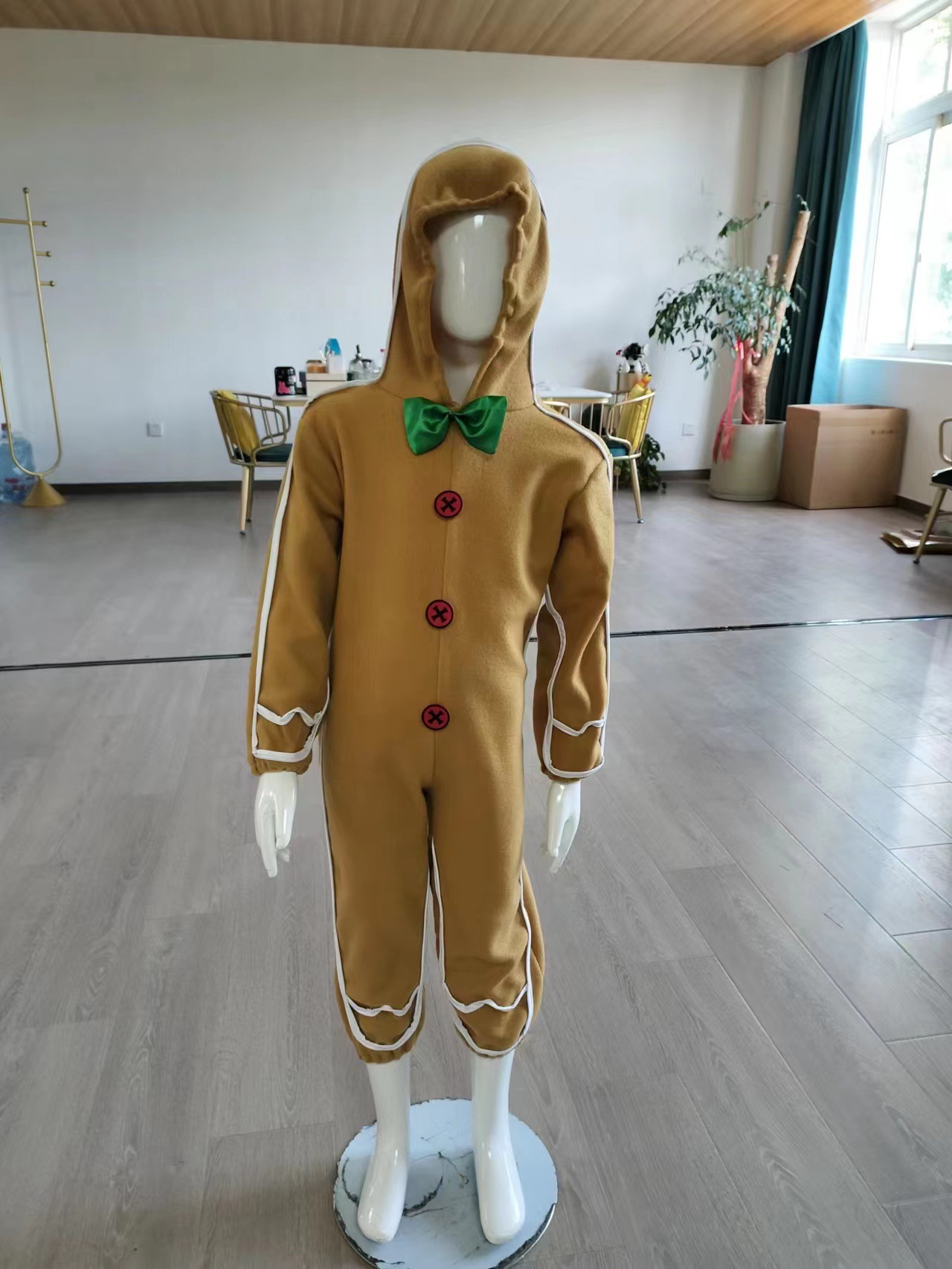 新款聖誕節 薑餅人萬聖節兒童服裝骷髏騎士薑餅人cosplay連體衣