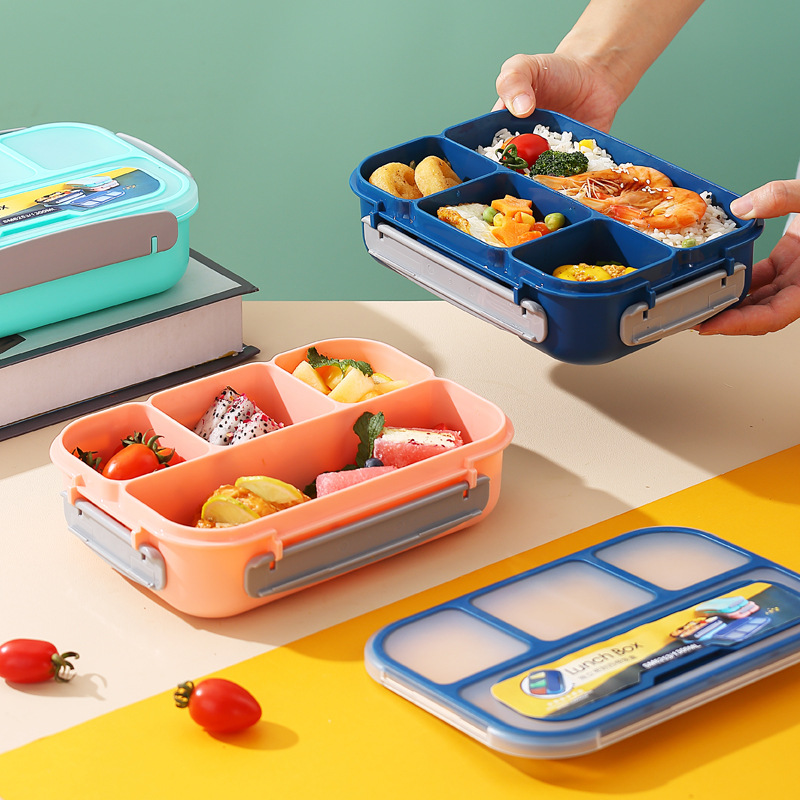 Amazon four-compartment plastic lunch box student office worker lunch box cross-border microwave lunch box bentobox