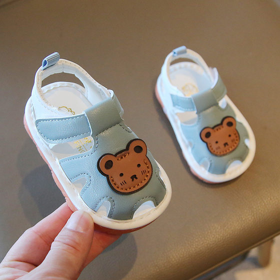 Summer baby sandals 0-1 years old 4-8-12 months soft bottom non-slip toddler shoes kick-proof shoes