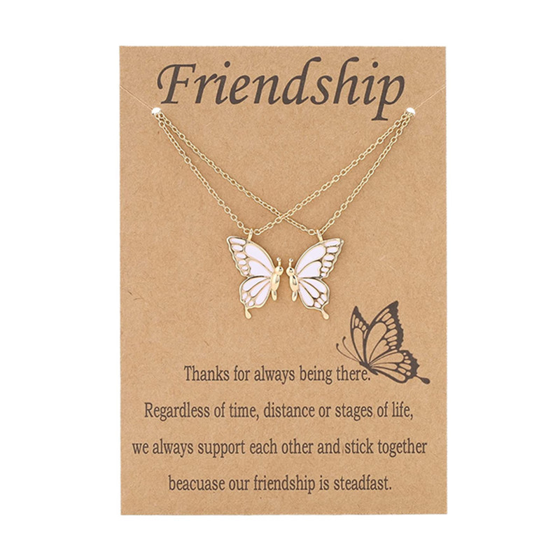 Cross-border foreign trade fashion new best friend couple butterfly necklace simple niche friendship necklace two-piece set