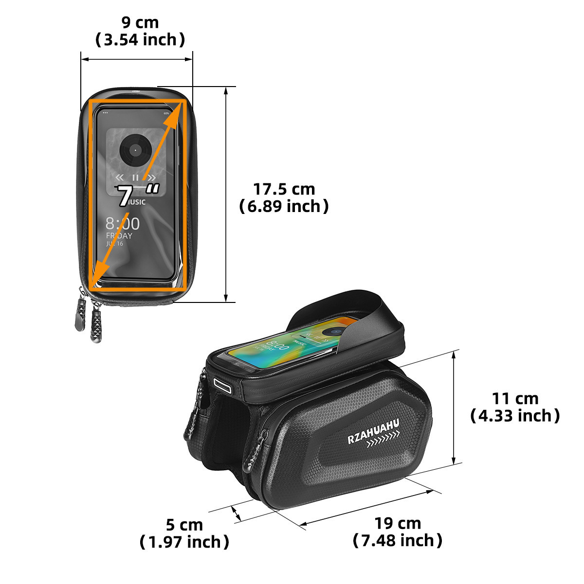 Bicycle Bag Front Beam Bag Mountain Bike Bag Mobile Phone Bag Touch Screen Upper Tube Bag Waterproof Hard Shell Saddle Bag Riding Equipment