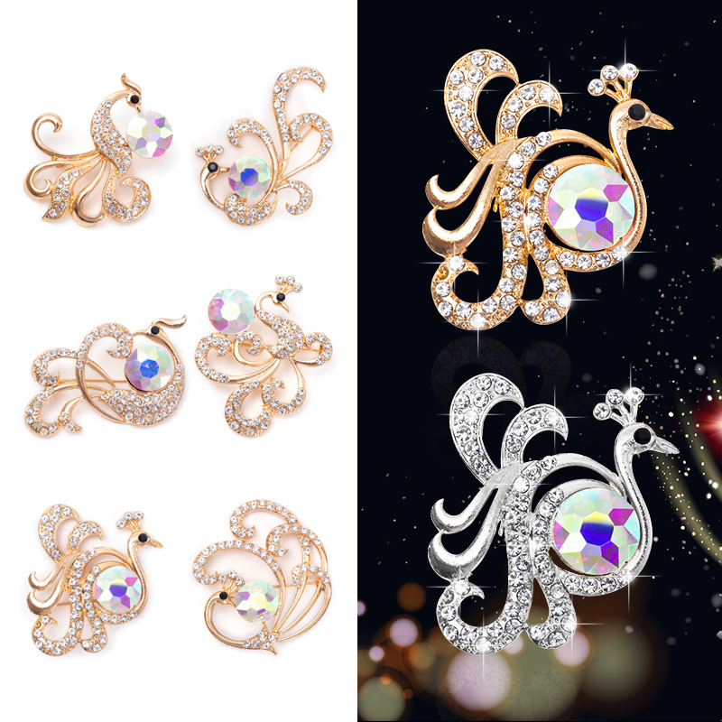New European and American Fashion Peacock Brooch Women's Alloy High-end Animal Corsage Clothing High-end Accessories Brooch Jewelry