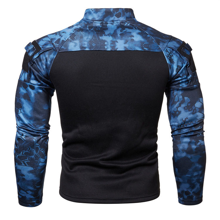 Outdoor Fitness Camouflage Jogging Sweatshirt Men's Long Sleeve Sweatshirt Military Battlefield Camouflage Casual Collar Sweatshirt