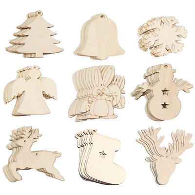 Christmas pendant home decoration supplies wood crafts creative carving wood Christmas tree hanging ornaments wholesale