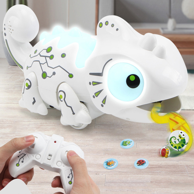 国境を越えたリモコンカメレオン創意ペットマシンドラゴン男の子子供電動リモコン音光ロボット玩具|undefined