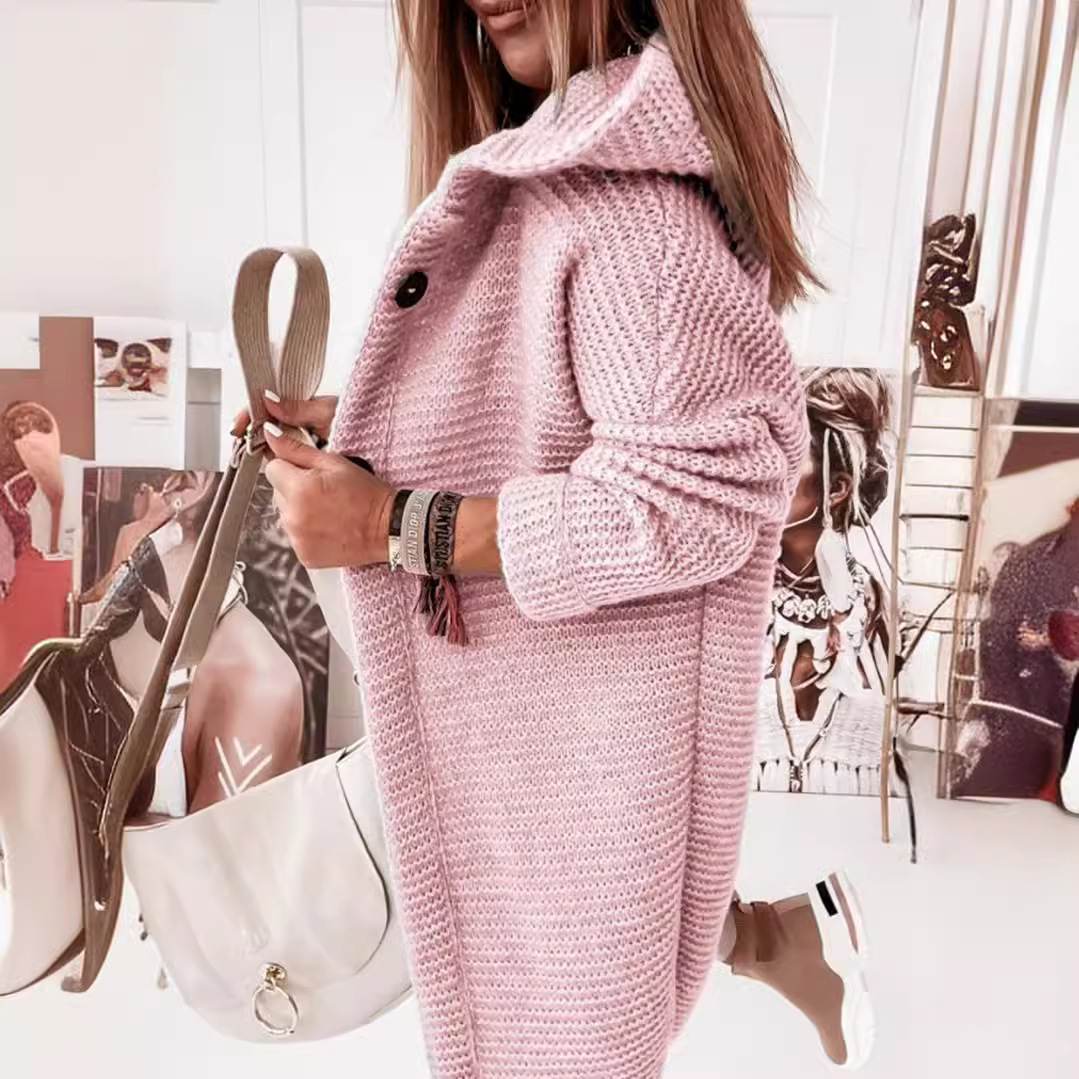 2024 new hooded sweater hat collar temperament commuter loose cardigan women's sweater plus size women's cross-border manufacturers