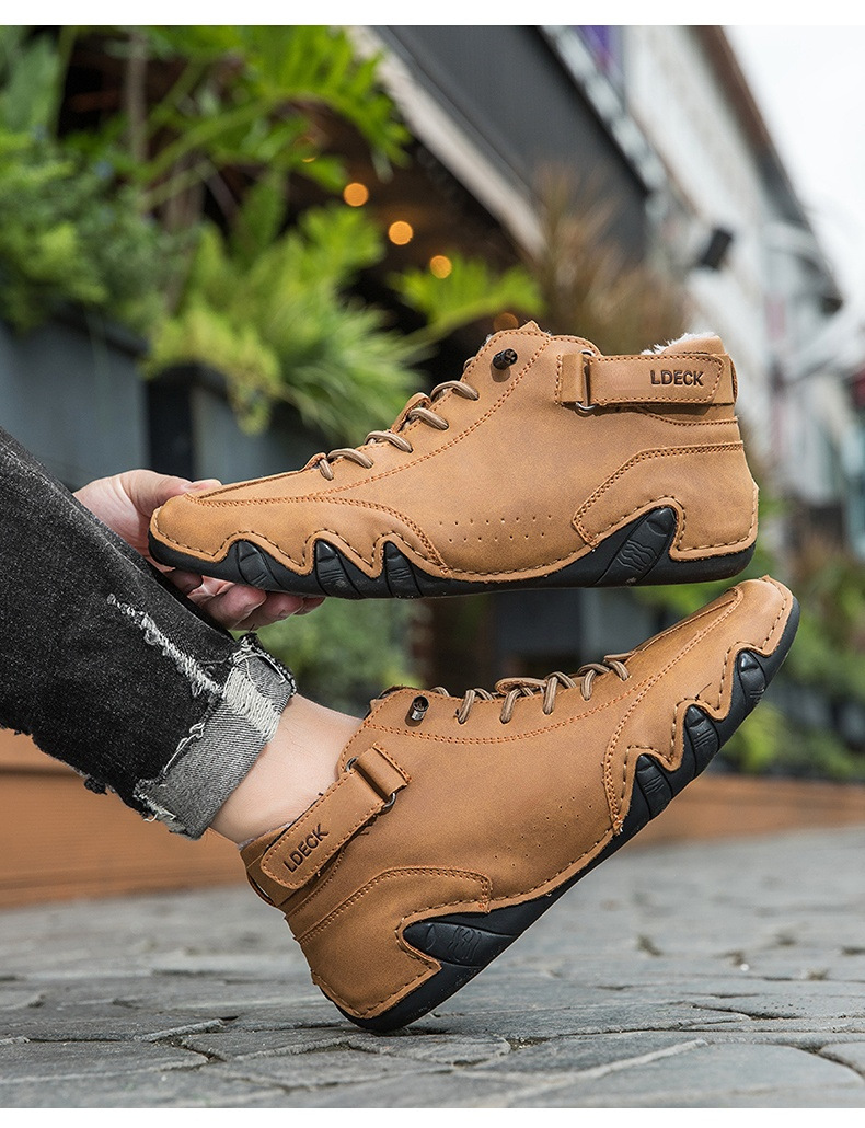 Cross-border Explosions Vinterfløyelsmartinstøvler Store størrelser Octopus Herre Varme Bomullssko Høye Herresportssko_voghion.com