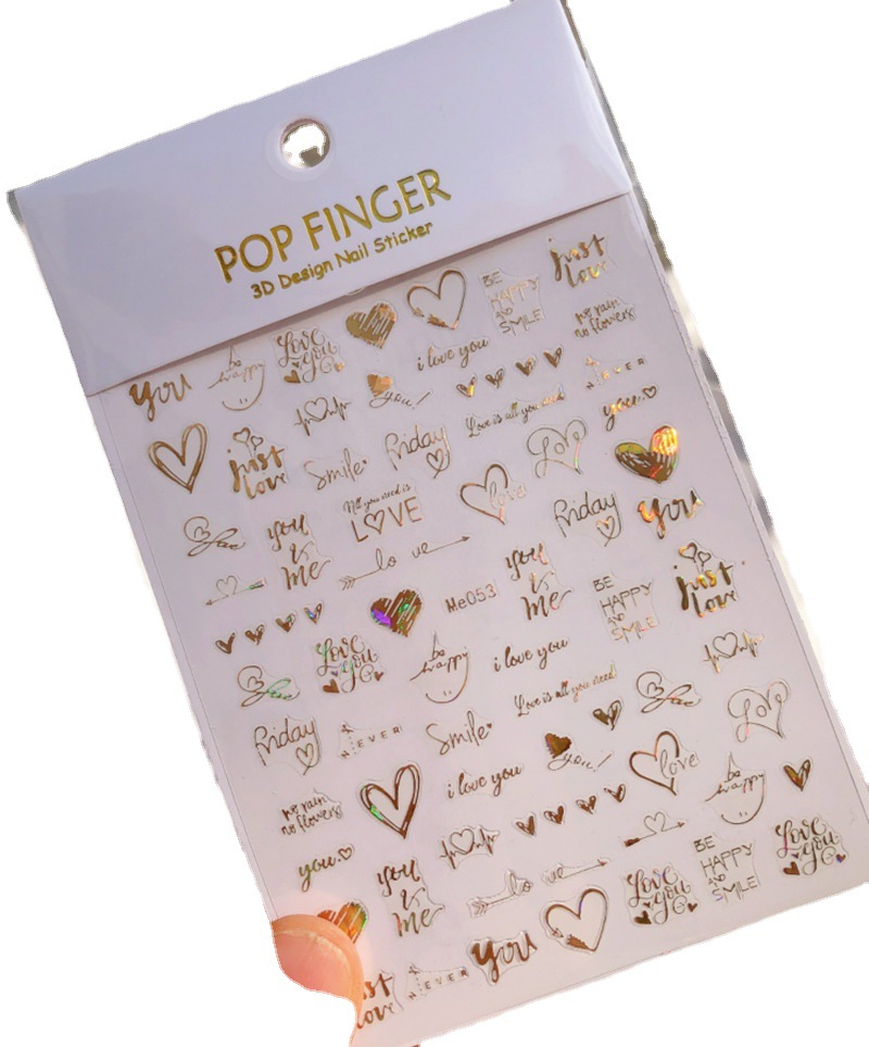 Valentine's Day Nail Art Stickers Cross-border E-Commerce Rose Heart-shaped Valentine's Day Letter Nail Art Stickers ME053-062