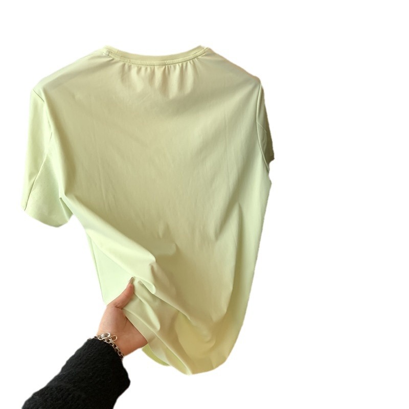 Ice silk cool feeling! Skin-friendly Seamless Lightweight Technology Quick-drying Four-sided Elastic Men's Thin Sports Casual Short-sleeved T-shirt Trendy