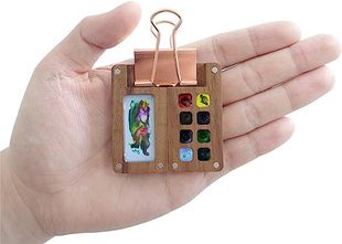 Mini Black Walnut/handmade watercolor pigment box 8 grid without pigment empty box palette box with clip