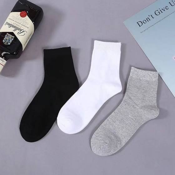 Men's cotton socks black and white gray socks spring and autumn season supply wholesale men's socks women's socks Zhuji socks wholesale