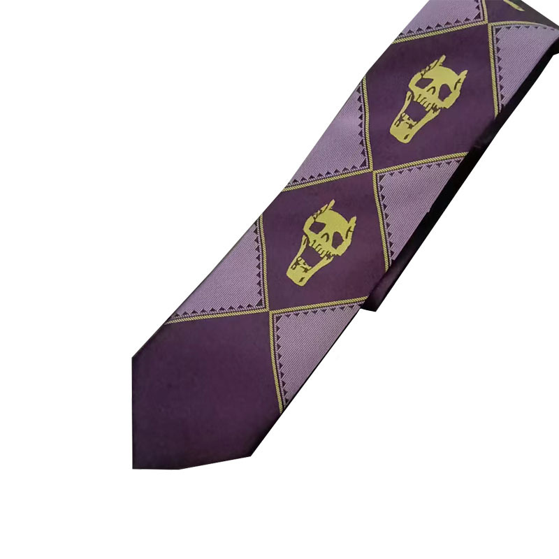 Anime JOJO Tie Kira Yoshiro Wonderful Adventure Skull Black Purple Green Men's Hand Tie