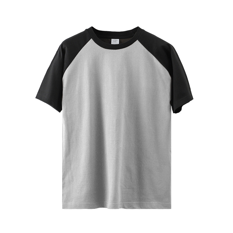 Men's sports T-shirt short sleeve quick-drying fitness clothes tight drop shoulder stitching cotton T-shirt summer training muscle