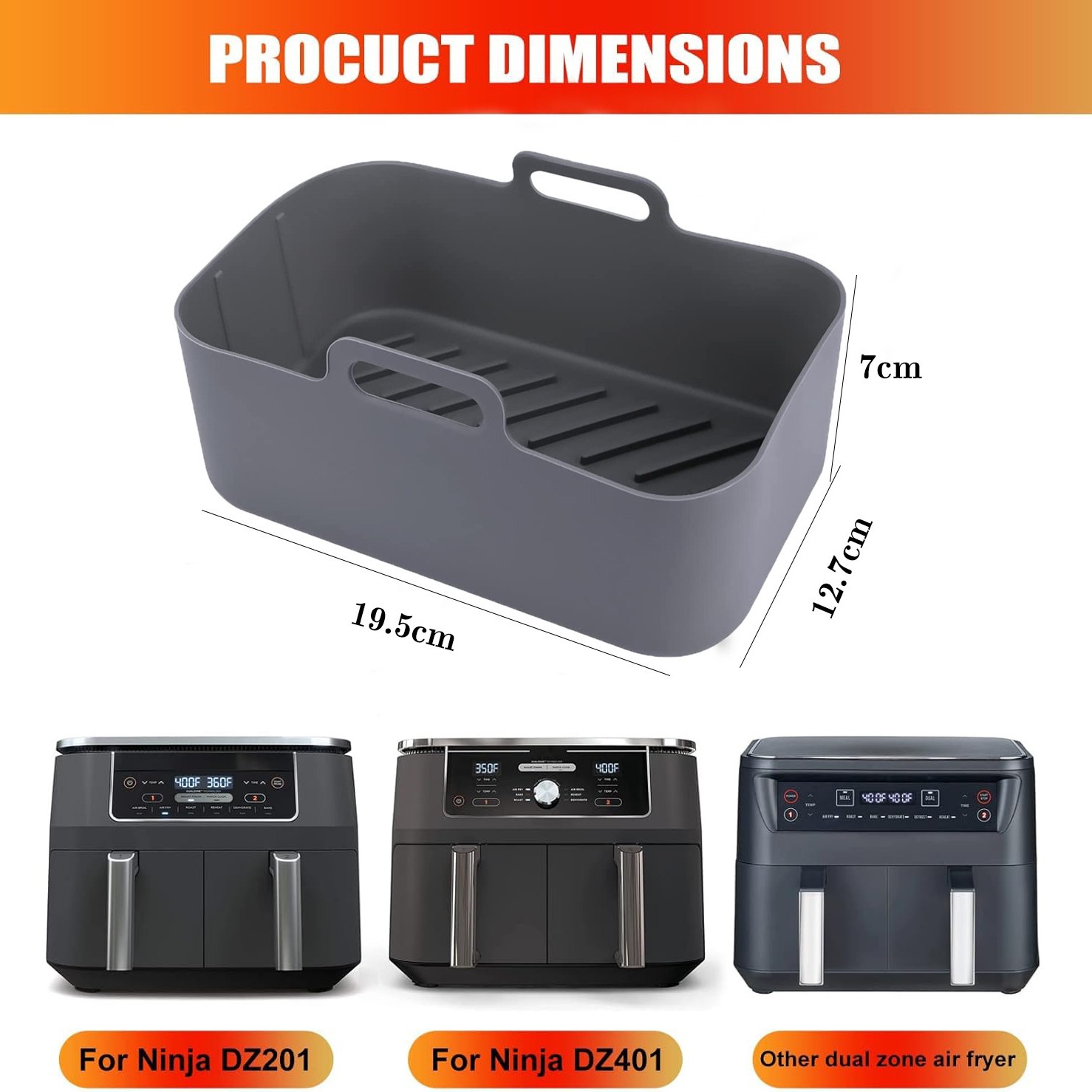 Cross-border rectangular silicone baking tray handle food grade high temperature resistant baking air fryer special tools wholesale