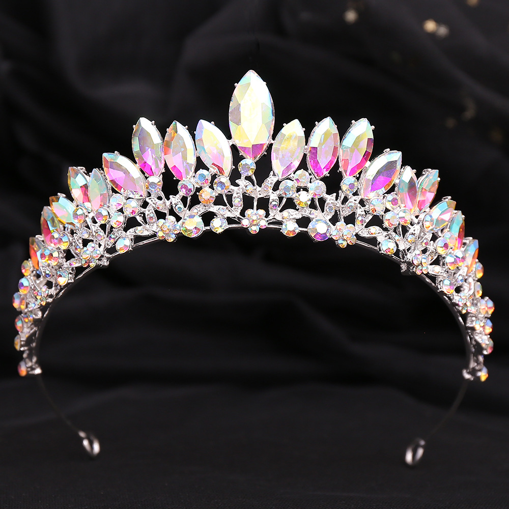 H1411 new European and American alloy color bride Crown wedding dress crown headdress holiday Crystal Crown wholesale
