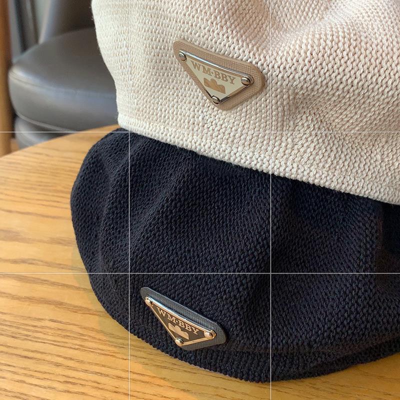 Mesh beret for girls, refreshing and breathable Korean beret hat, retro inverted triangle straw painter's hat, trendy