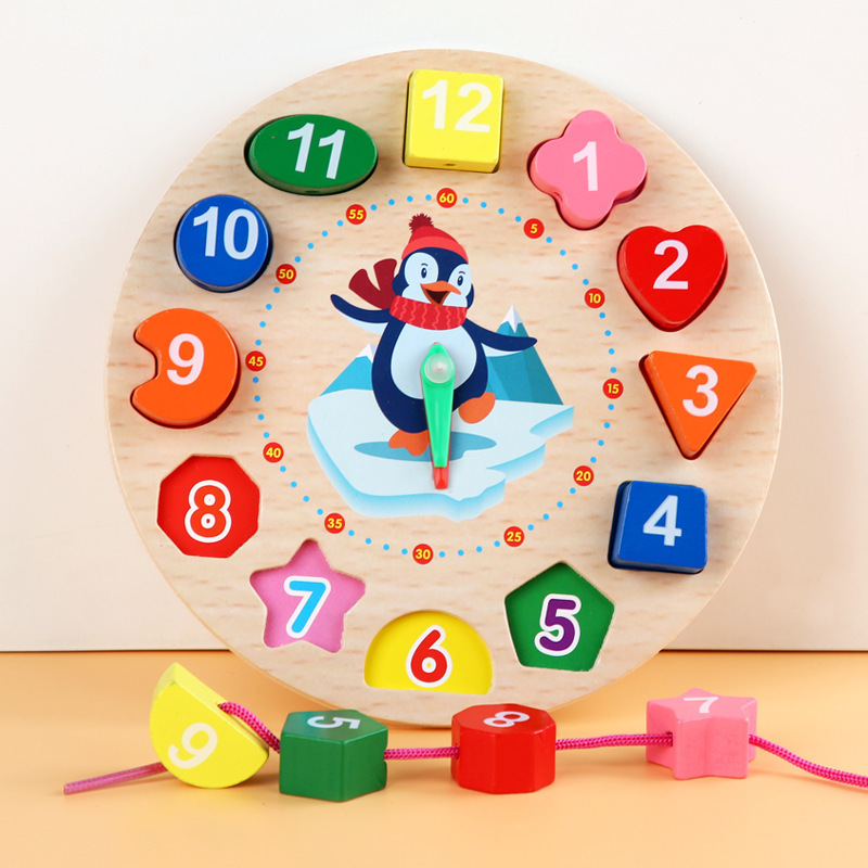 Children's eight-tone piano threading clock rainbow tower four sets of column plate twisted insect baby educational toys wholesale