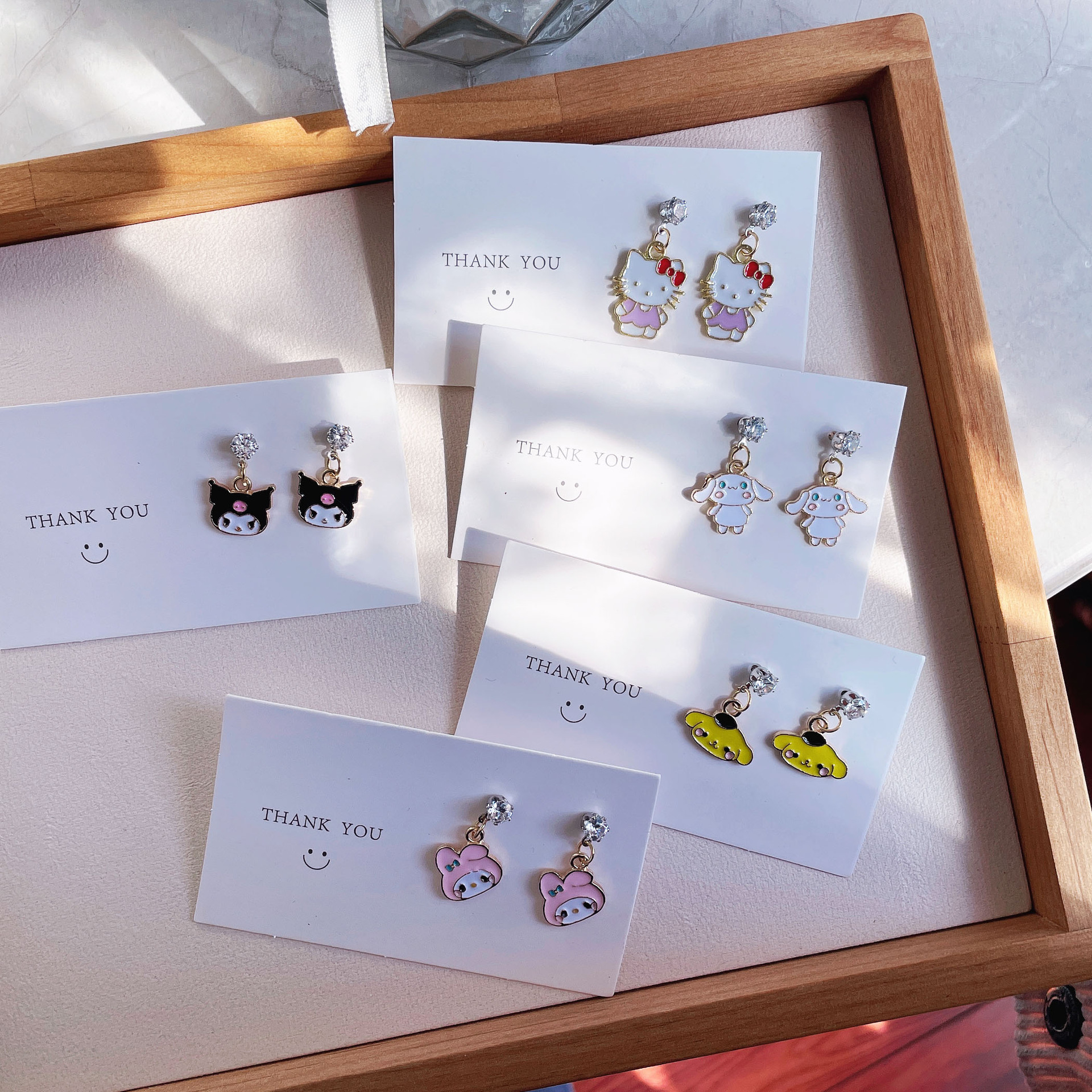 Sanrio Cartoon Earrings Cute Koromi Gui Dog Melody 925 Silver Pin Earrings Student Girl Earrings
