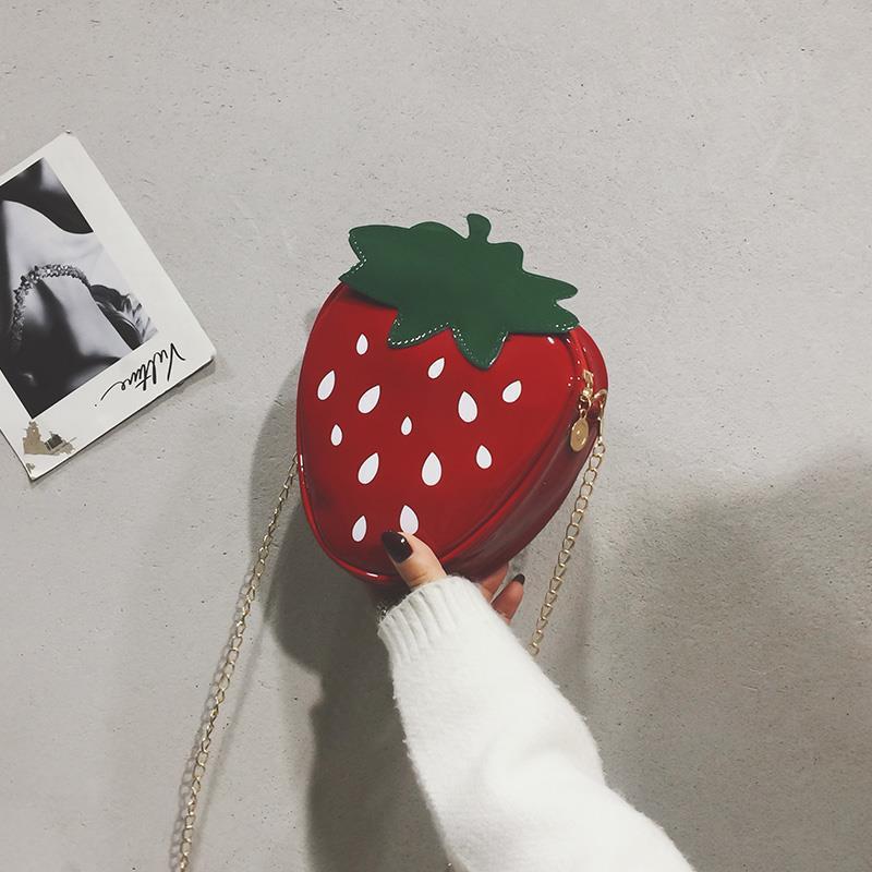 Bag Women's New Fashionable Korean-style Chain Cartoon Girls ins Super Popular All-match Strawberry Crossbody Shoulder Bag