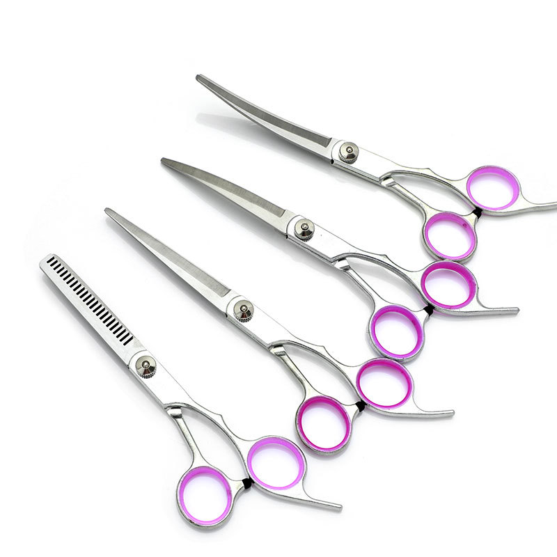 Factory direct pet beauty scissors professional dog hair trimming straight shear curved shear Teddy hair cutting row comb set