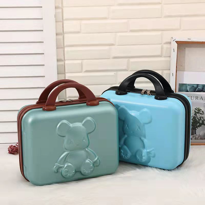 New Suitcase Cosmetic Case Luggage Case 14 Inch Mini Violence Bear Lightweight Travel Storage Box Security Code Lock
