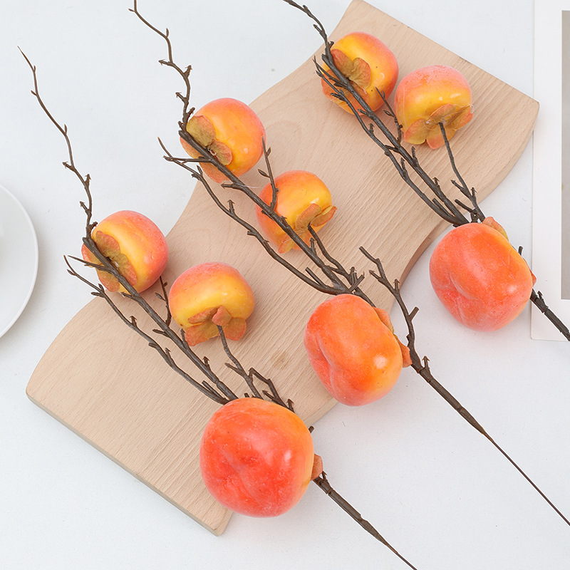 Simulation 2 pomegranate persimmon apple New Year Bucket DIY flower arrangement fruit branch foam berry simulation fruit wholesale
