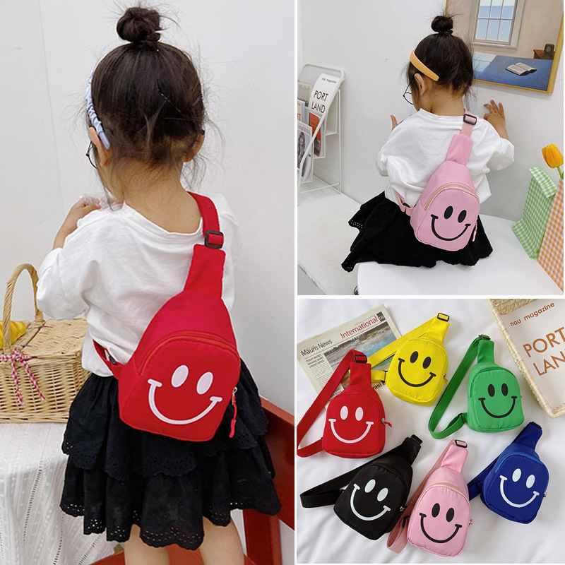 Smiley girl messenger bag 2023 new summer children's backpack large capacity medium and big Children Baby small bag small children
