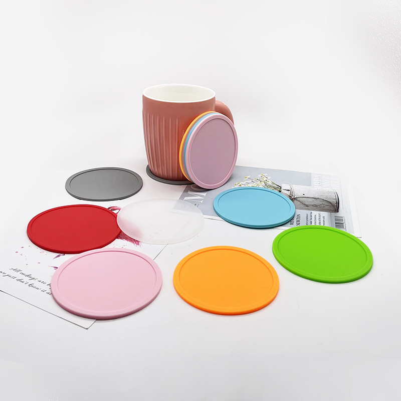 Silicone Coaster Round Mat Non-Slip Heat Insulation 6cm9cm10cm12cm18cm Printable Logo Advertising Anti-Spill Coaster