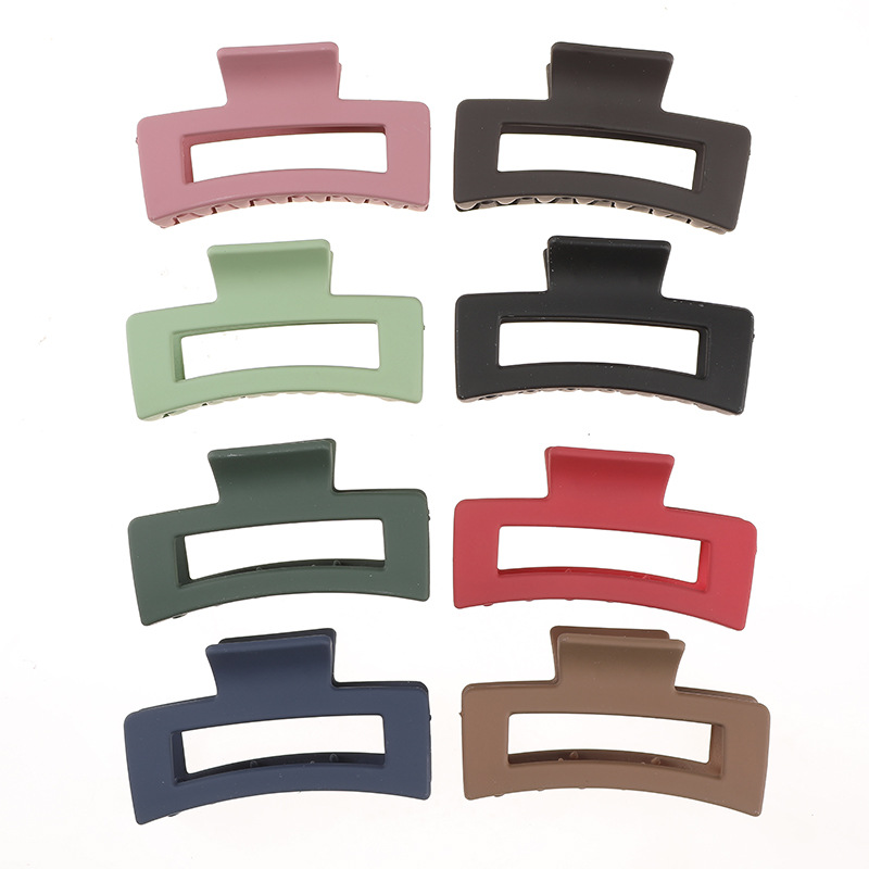 European and American Amazon Hot Hair Accessories Women's Frosted Rectangular Grab Clip Plate Hair Claw Clip Simple Back Head Ponytail Hair Grab