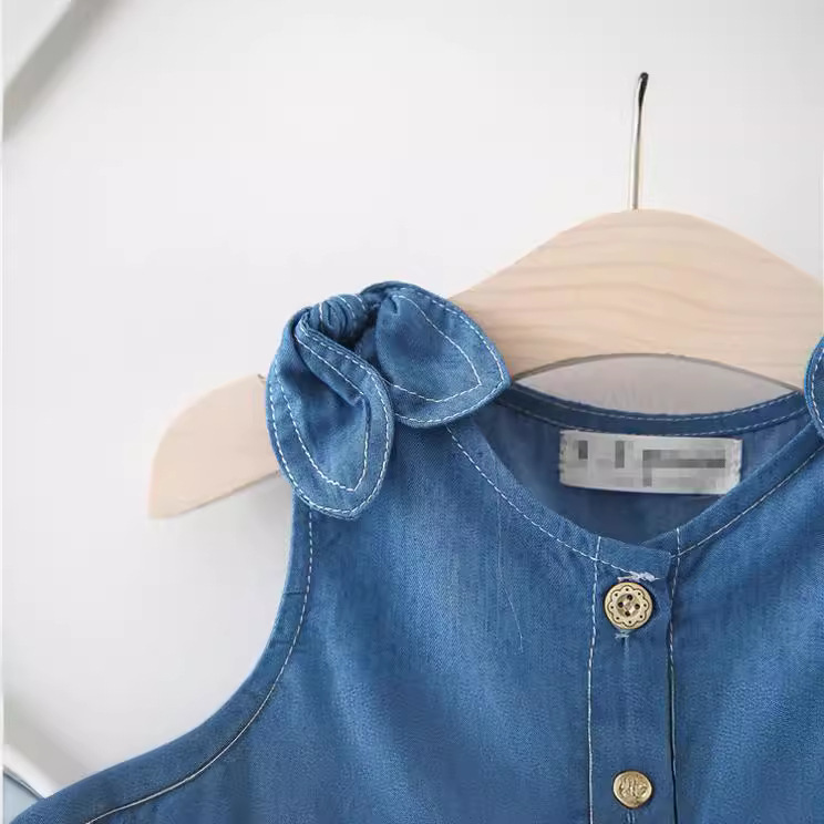 2023 Summer new baby girl denim skirt bow dress Foreign Trade Children's skirt ins explosions a generation of hair
