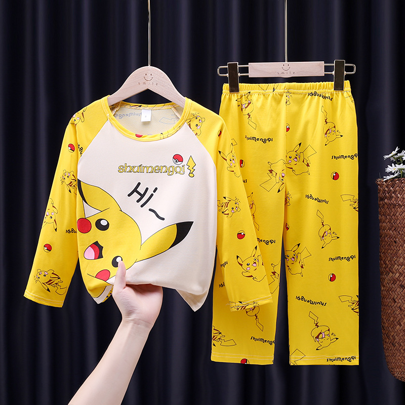 Children's Pajamas Spring and Autumn Long Sleeve Girls' Thin Cartoon Middle and Big Children Boys' Children Students' Home Clothes Fashionable Suit