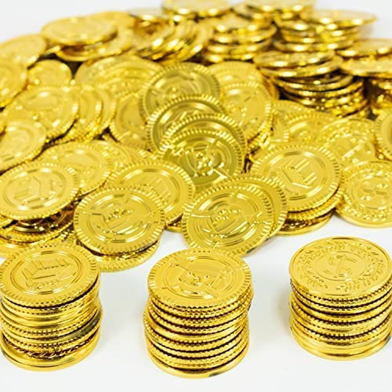 Plastic gold coin pirate coin glittering atmosphere layout supplies Halloween props game coin treasure