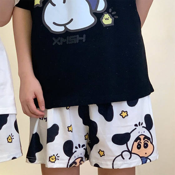 Japanese Casual Cartoon Cow Small New Simple Cute Pajama Pants Dormitory Wide Leg Shorts Soft and Comfortable Pajamas