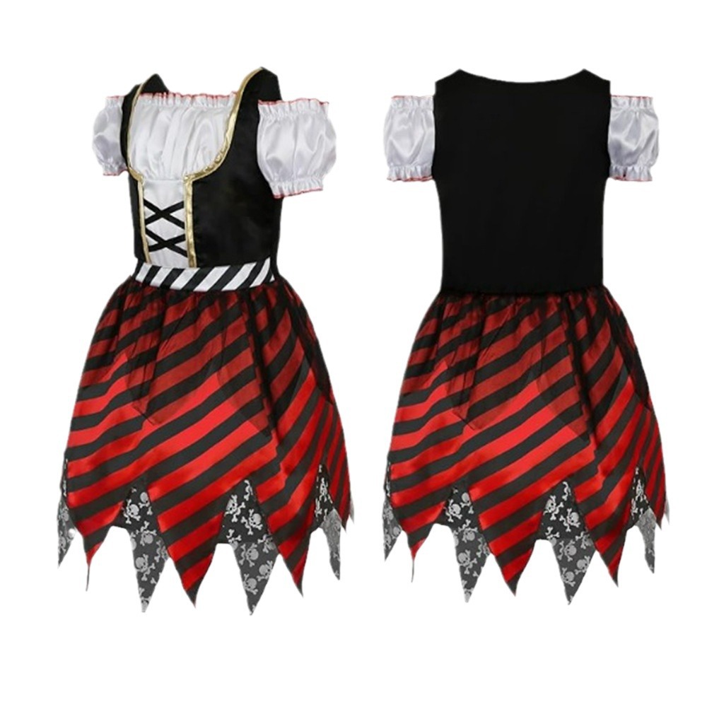 Pirates Of The Caribbean children's cos costume campus performance Halloween role-playing costume pirate skirt three-piece suit