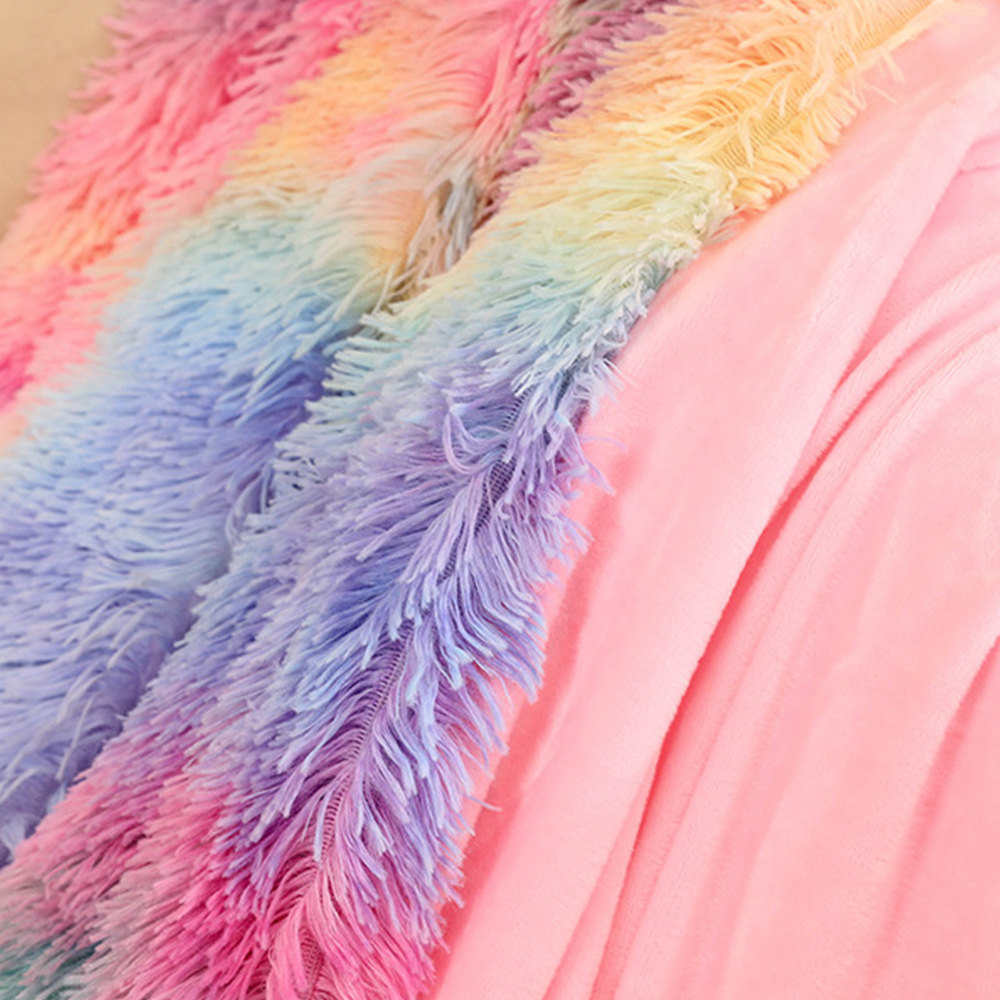 Amazon wish independent station tie-dyed plush blanket winter double-layer gift blanket cross-border sofa rainbow blanket