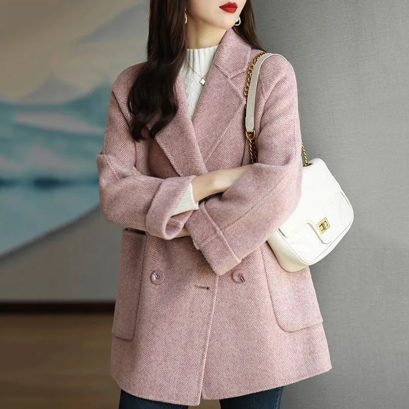 Mid-length woolen coat for women 2022 autumn and winter New loose slimming versatile Western style woolen coat trendy thick_voghion.com