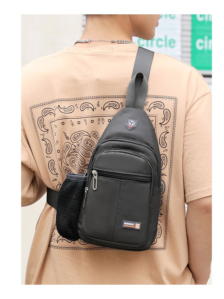 New waterproof crossbody bag fashion chest bag multifunctional Oxford cloth casual shoulder water Cup men's backpack travel
