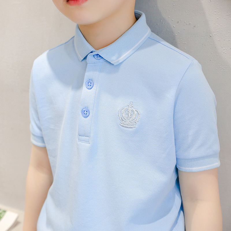2022 Summer Korean Style New Boys' Short-sleeved Mid-sized Children's Cotton polo Short-sleeved Shirt Children's Lapel Top T-shirt