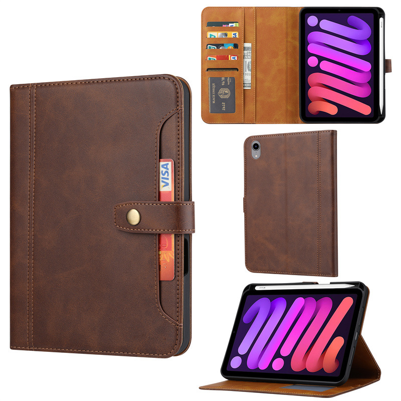 Calfskin texture with Pen slot outer card for iPad mini6 tablet case flip iPad 2021 protective case