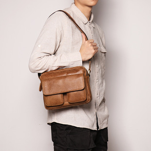 Qijia factory new men's leather shoulder ipad bag women's matte leather messenger bag fashion all-match small square bag