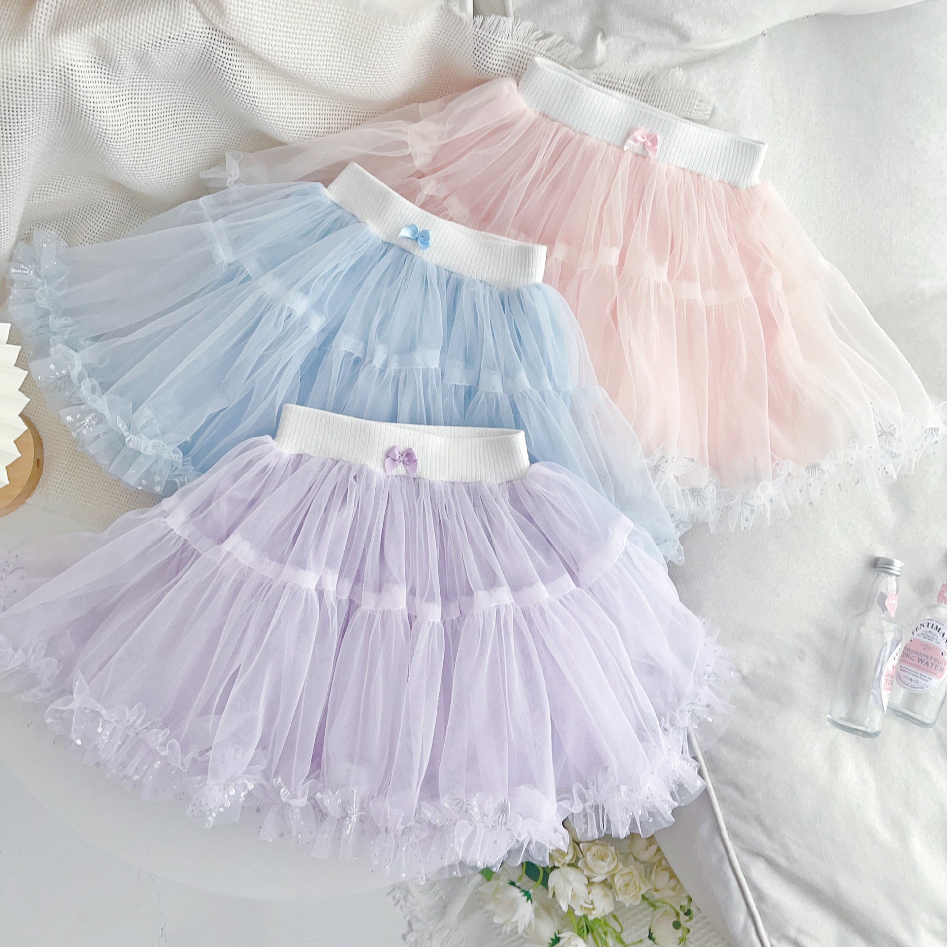 2023 Summer New Girls Mesh Skirt Skirt Cake Skirt tutu Skirt Princess Skirt All-match Cute Skirt