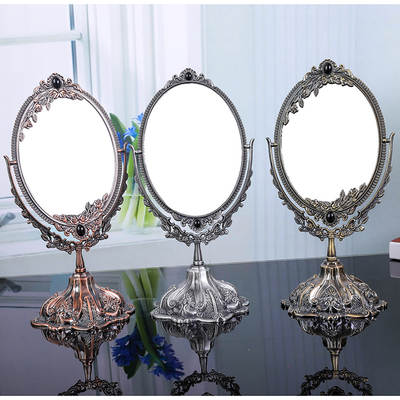 European-style Metal Double-sided Retro Makeup Mirror Creative Desk Mirror Wedding Dressing Mirror HD Beauty Desktop Princess Mirror