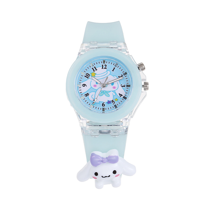 Sanrio Cartoon Children's Watch Children's Elementary School Colorful Luminous Luminous Silicone Strap Doll Electronic Watch