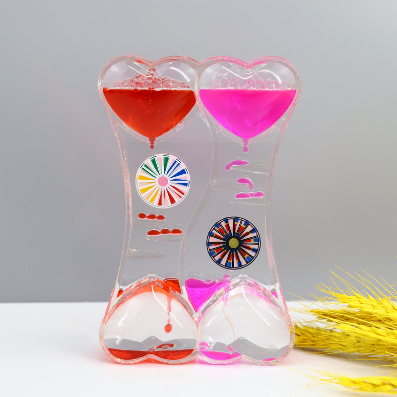 Two-color oil spill toy dynamic decompression oil drop hourglass Crafts desk ornaments student gifts graduate children