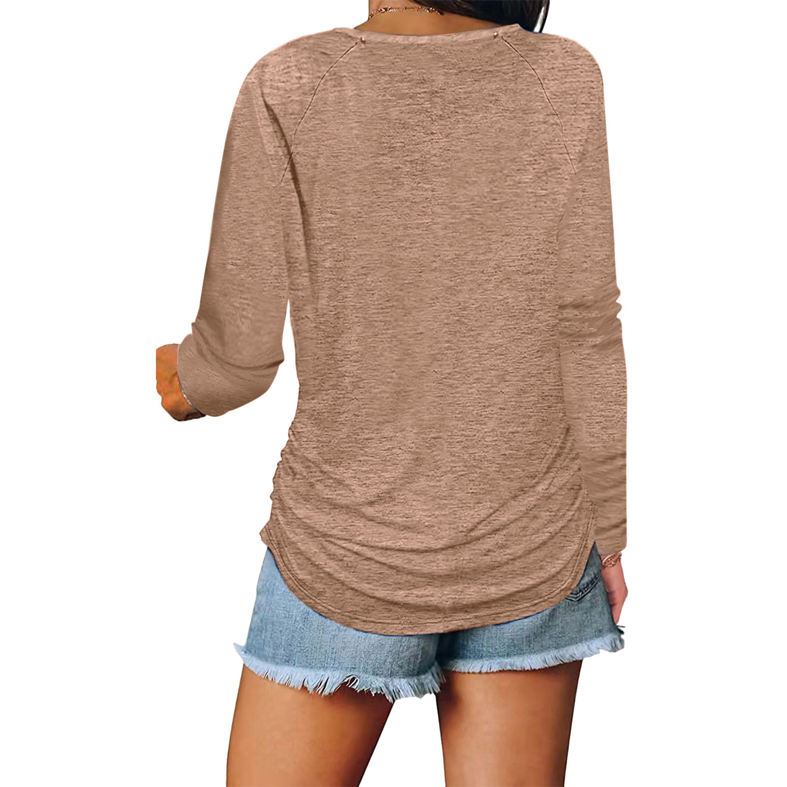 Cross-border European and American Women's Clothing 2022 Autumn Amazon New Chest Zipper Pleated Casual Long Sleeve T-shirt Top Women