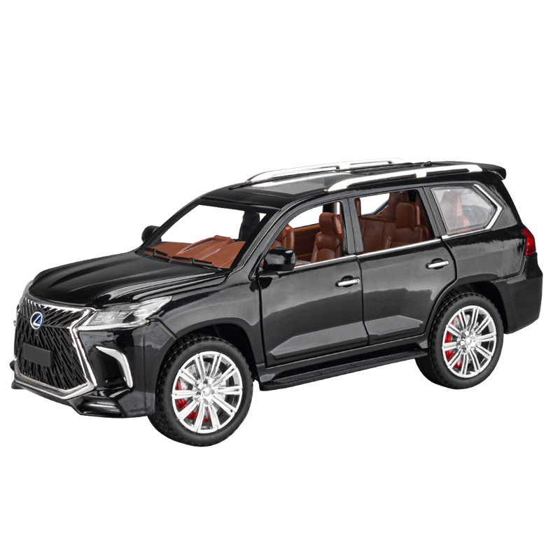 (Boxed) 1:24 simulation alloy car model Lexus LX570 back force sound and light toy car ornaments