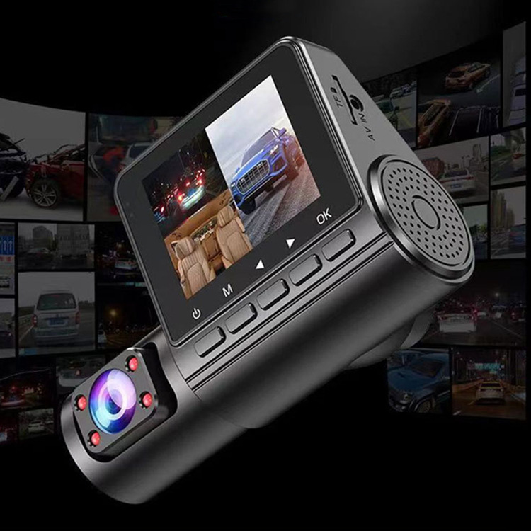 Three-recording driving recorder HD 1080P reversing image three-lens 360 adjustable car recording monitoring