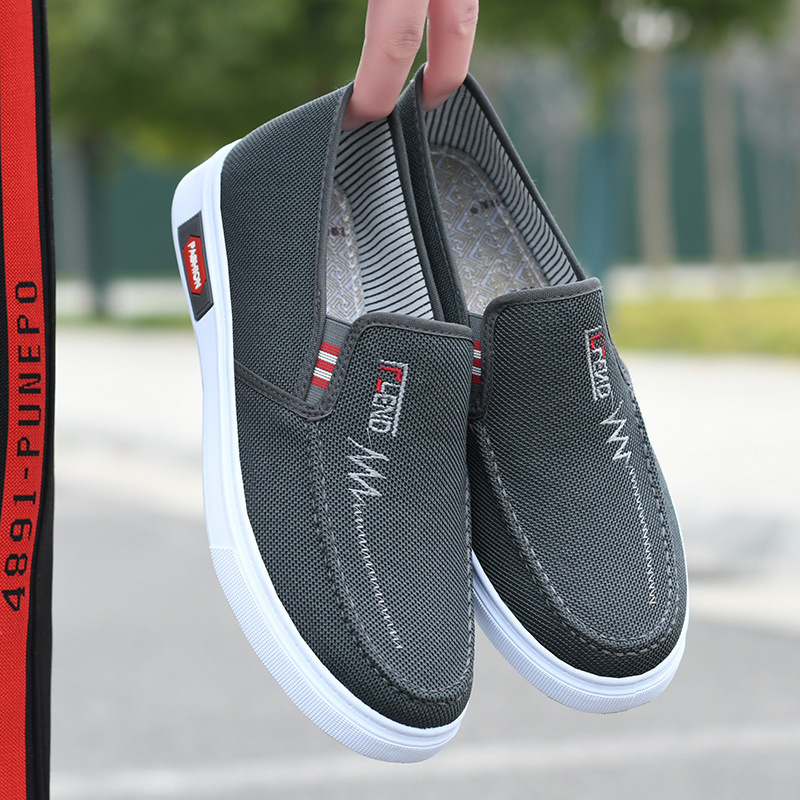 Autumn tendon sole men's slip-on canvas shoes casual low-top soft bottom student shoes
